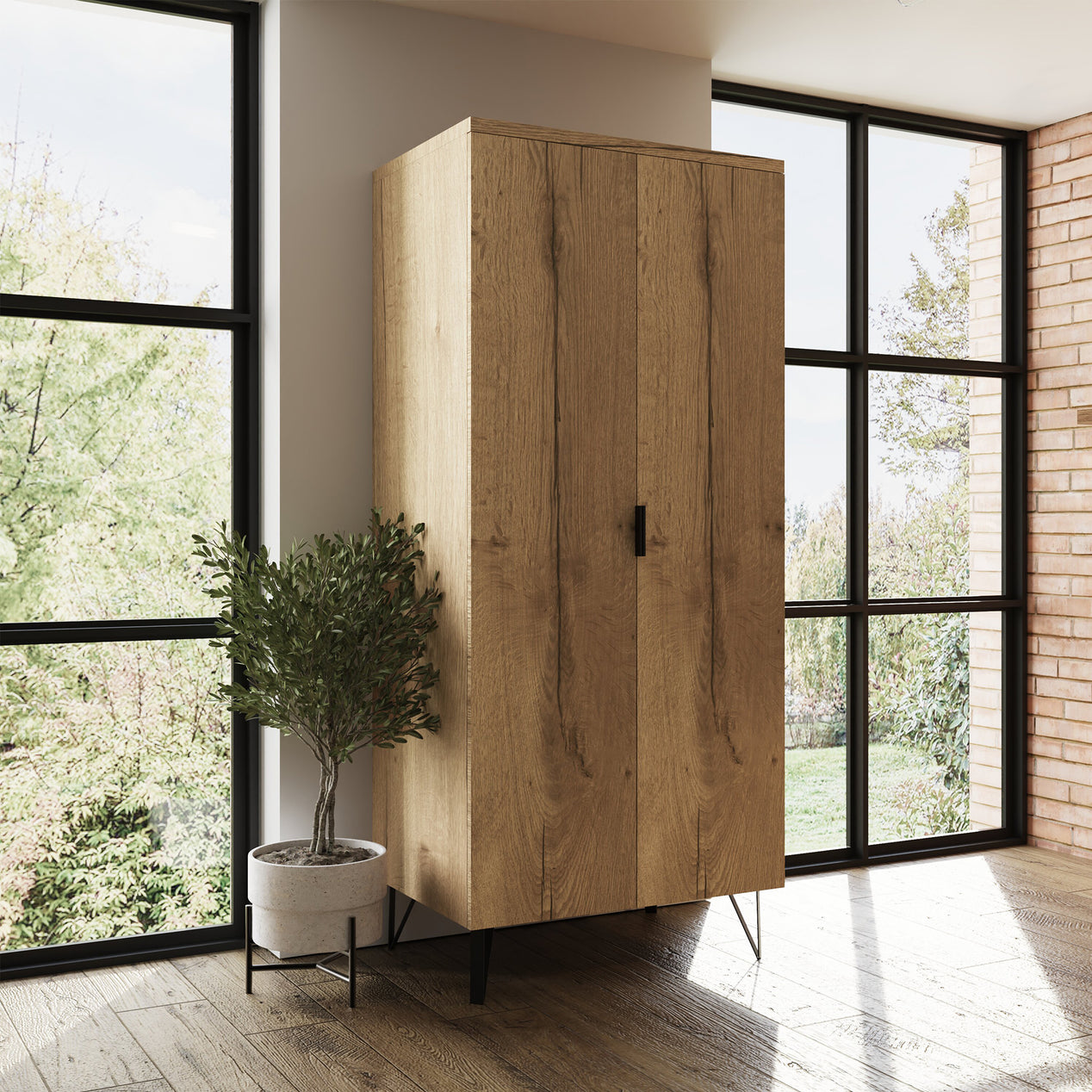 FWStyle Fisso 2 Door Wardrobe Cracked Oak - Quick Click & Cam Assembly