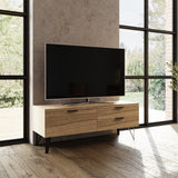 FWStyle Fisso 3 Drawer Compact TV Unit Cracked Oak - Quick Click Assembly