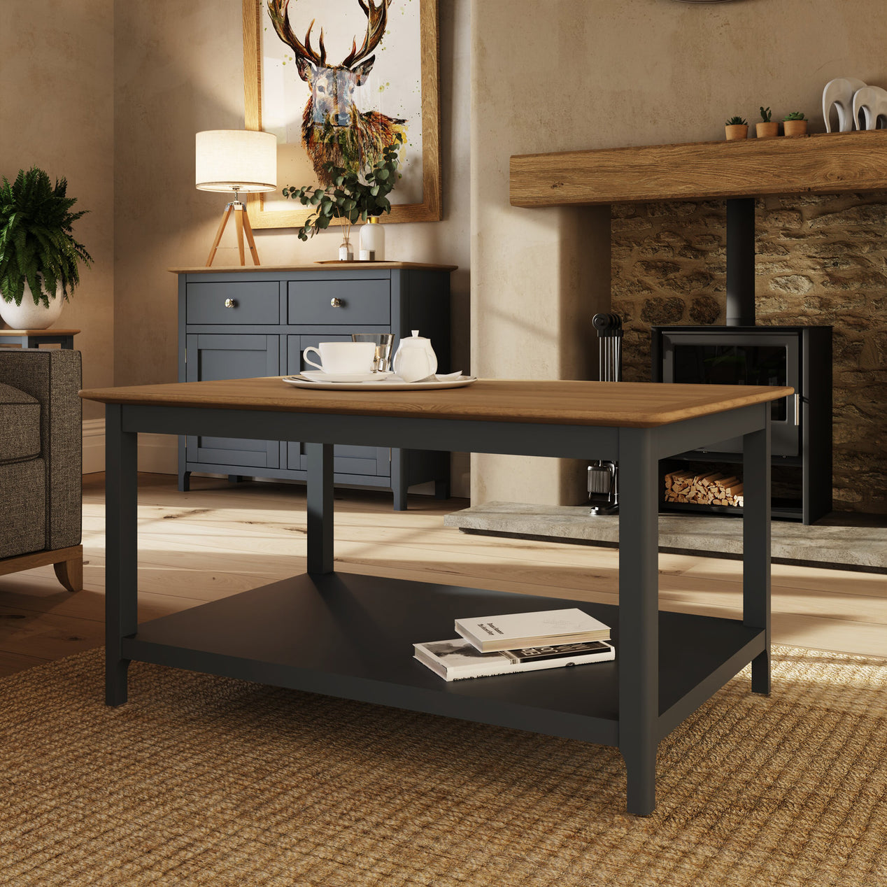 Taberno Oak Coffee Table Graphite Blue