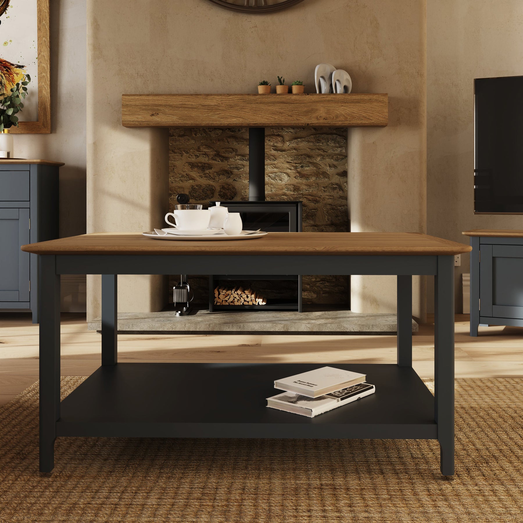 Taberno Oak Coffee Table Graphite Blue