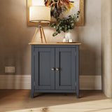 Taberno Oak 2 Door Compact Sideboard Graphite Blue