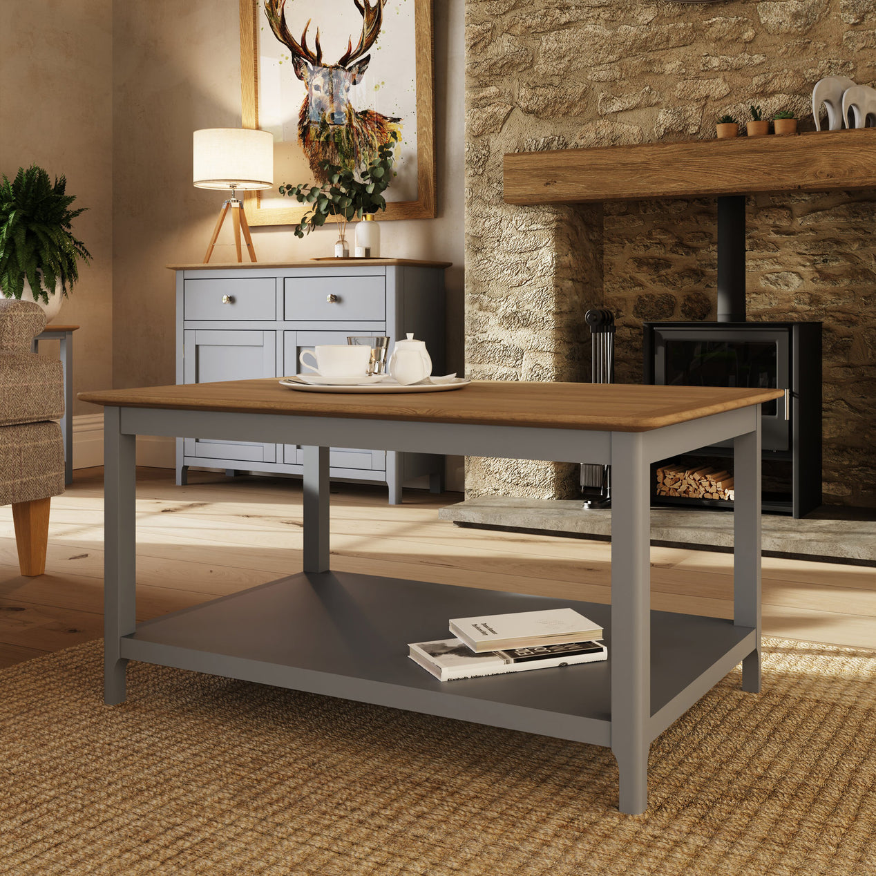 Taberno Oak Coffee Table Dove Grey