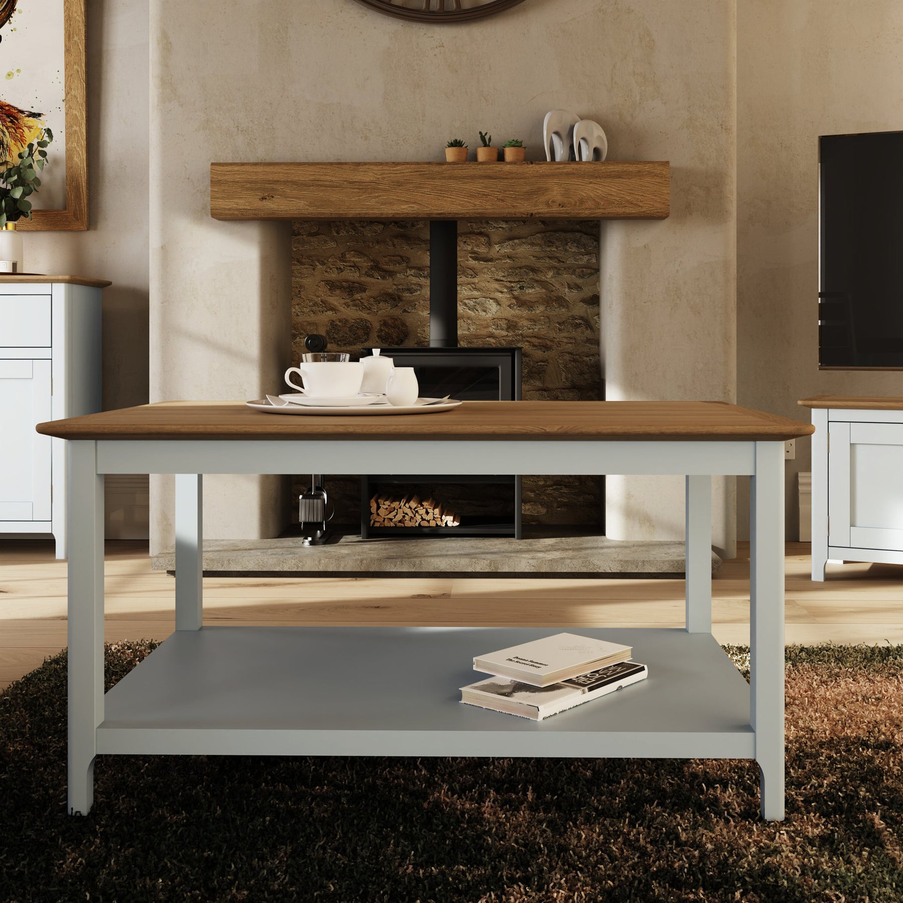 Taberno Oak Coffee Table Linen White