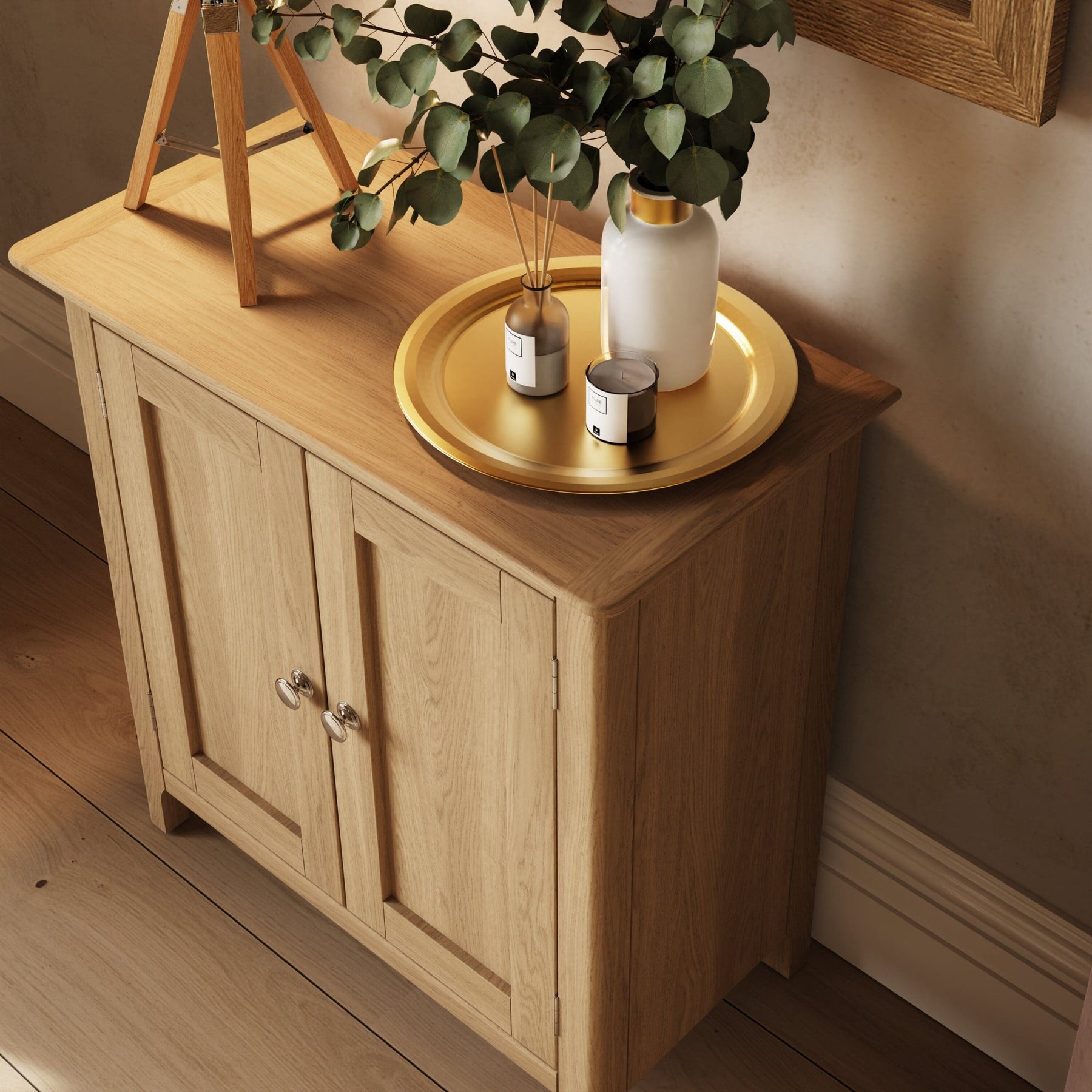 Taberno Oak 2 Door Compact Sideboard Natural Oak