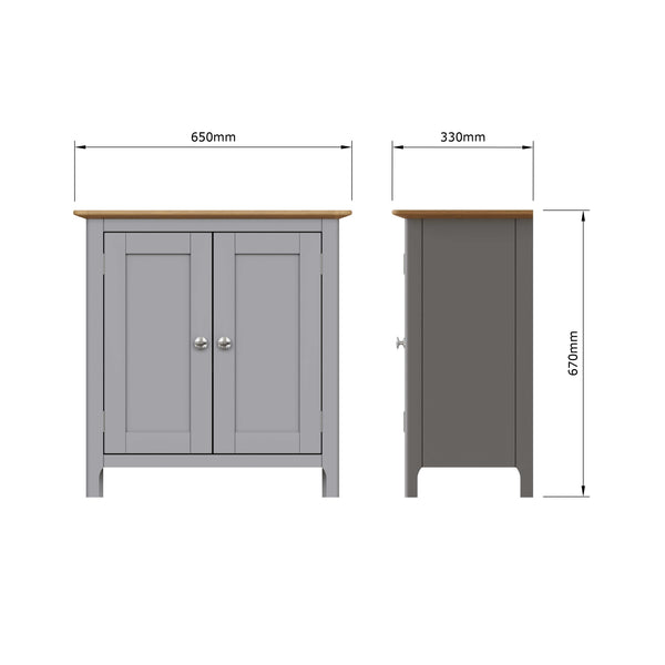 Taberno Oak 2 Door Compact Sideboard Dove Grey