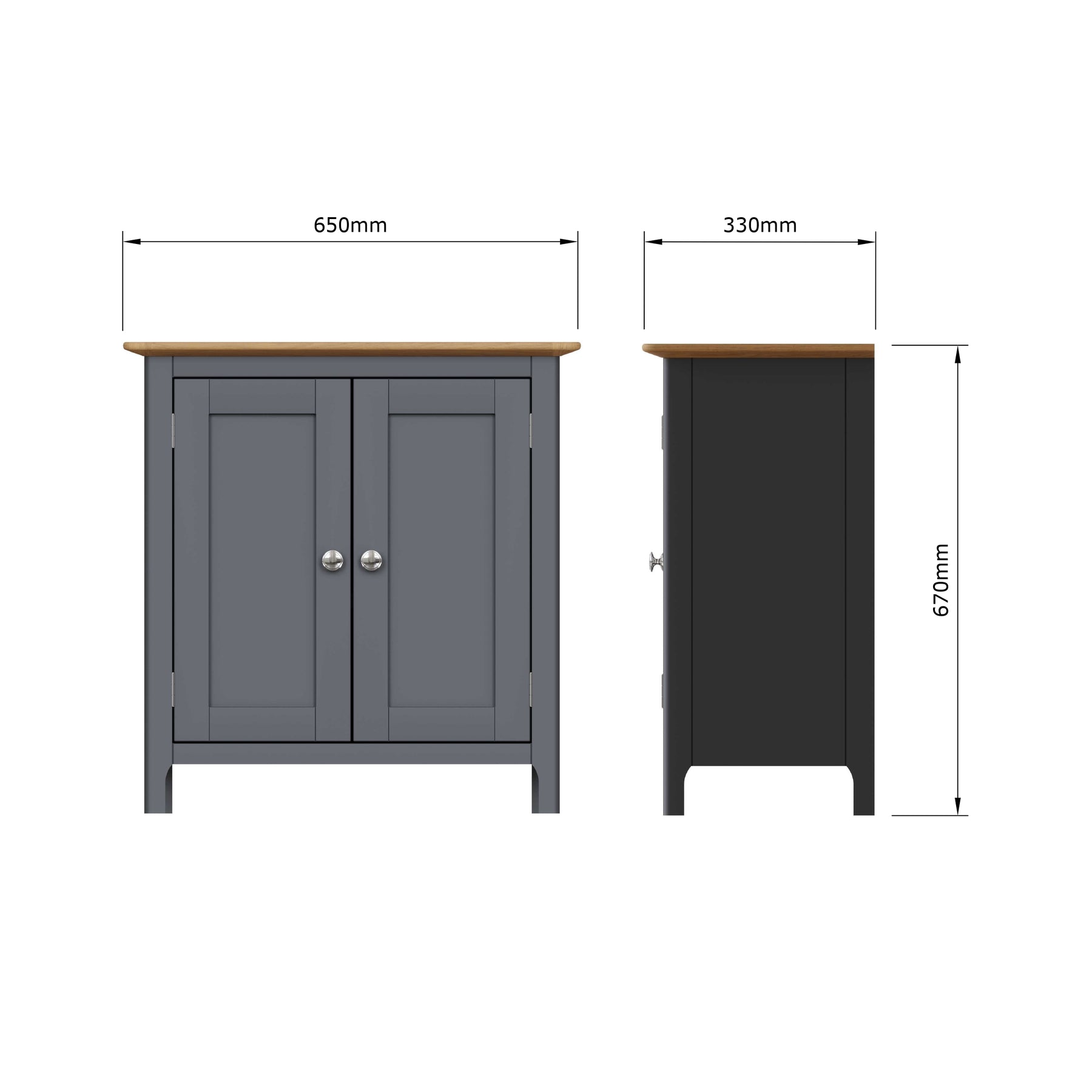Taberno Oak 2 Door Compact Sideboard Graphite Blue