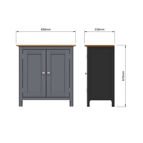 Taberno Oak 2 Door Compact Sideboard Graphite Blue