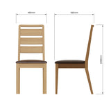 Taberno Oak Dining Chairs Ladder Back Cushioned - Pair of 2