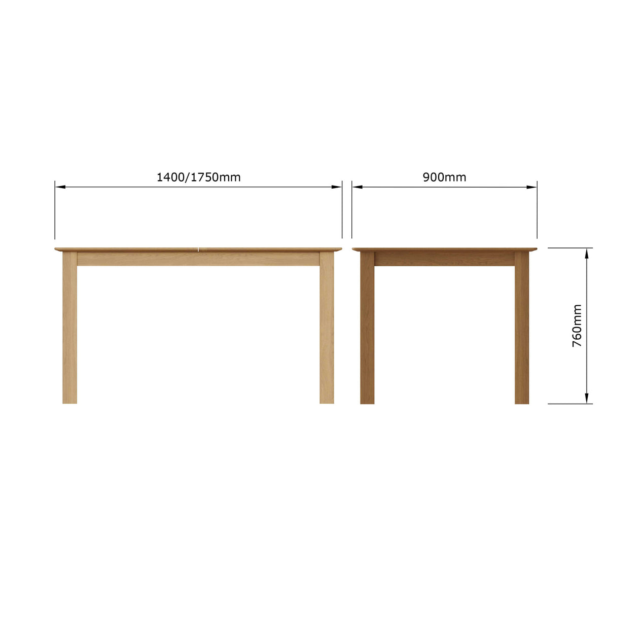 Taberno Oak Large 1.4M Extending Dining Table Natural