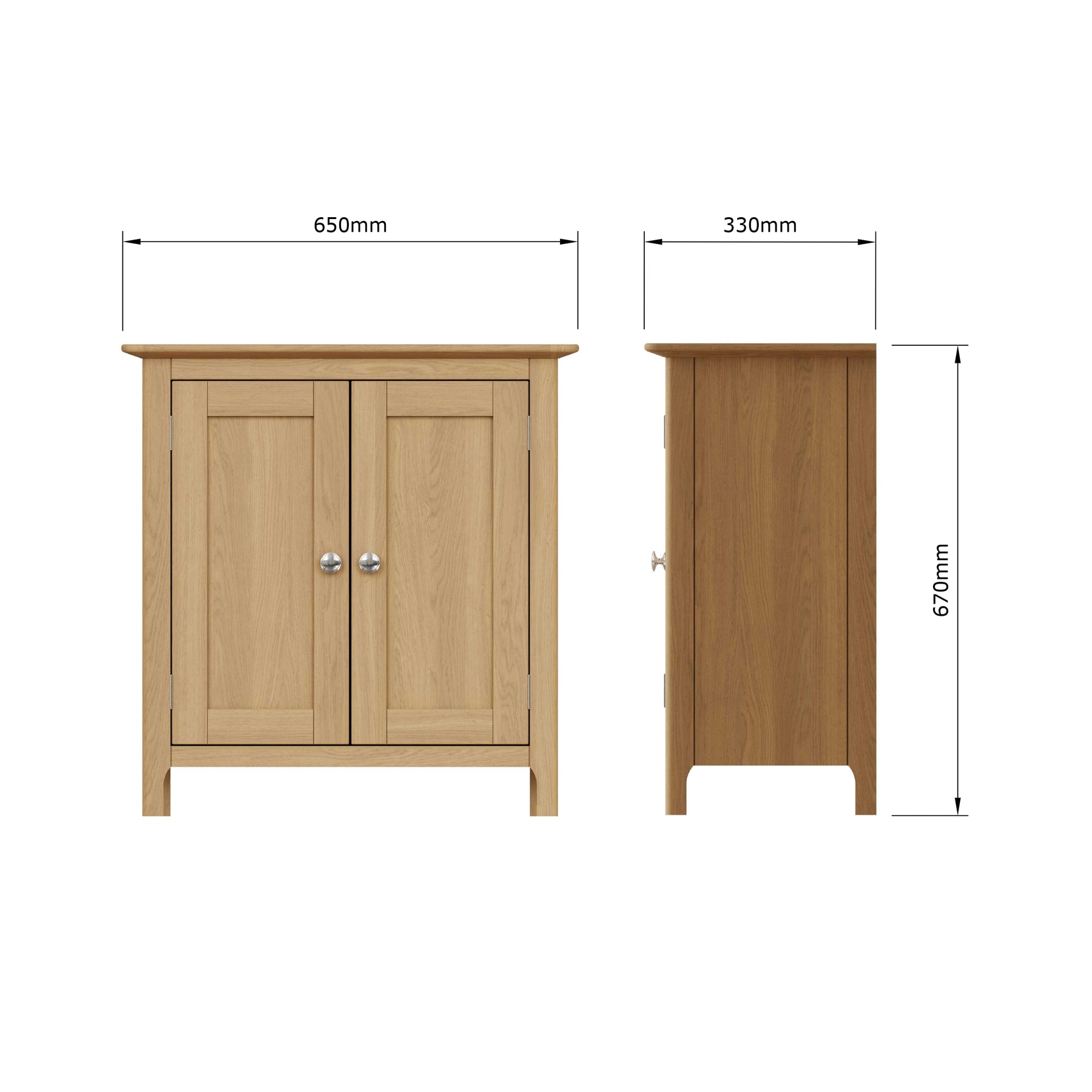 Taberno Oak 2 Door Compact Sideboard Natural Oak