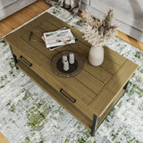 Lowry 2 Drawer Coffee Table Driftwood Lacquered Solid Reclaimed Pine