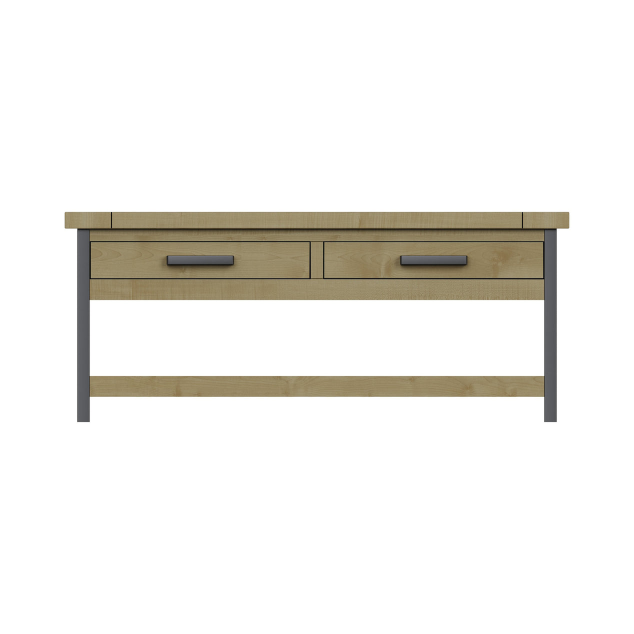 Lowry 2 Drawer Coffee Table Driftwood Lacquered Solid Reclaimed Pine