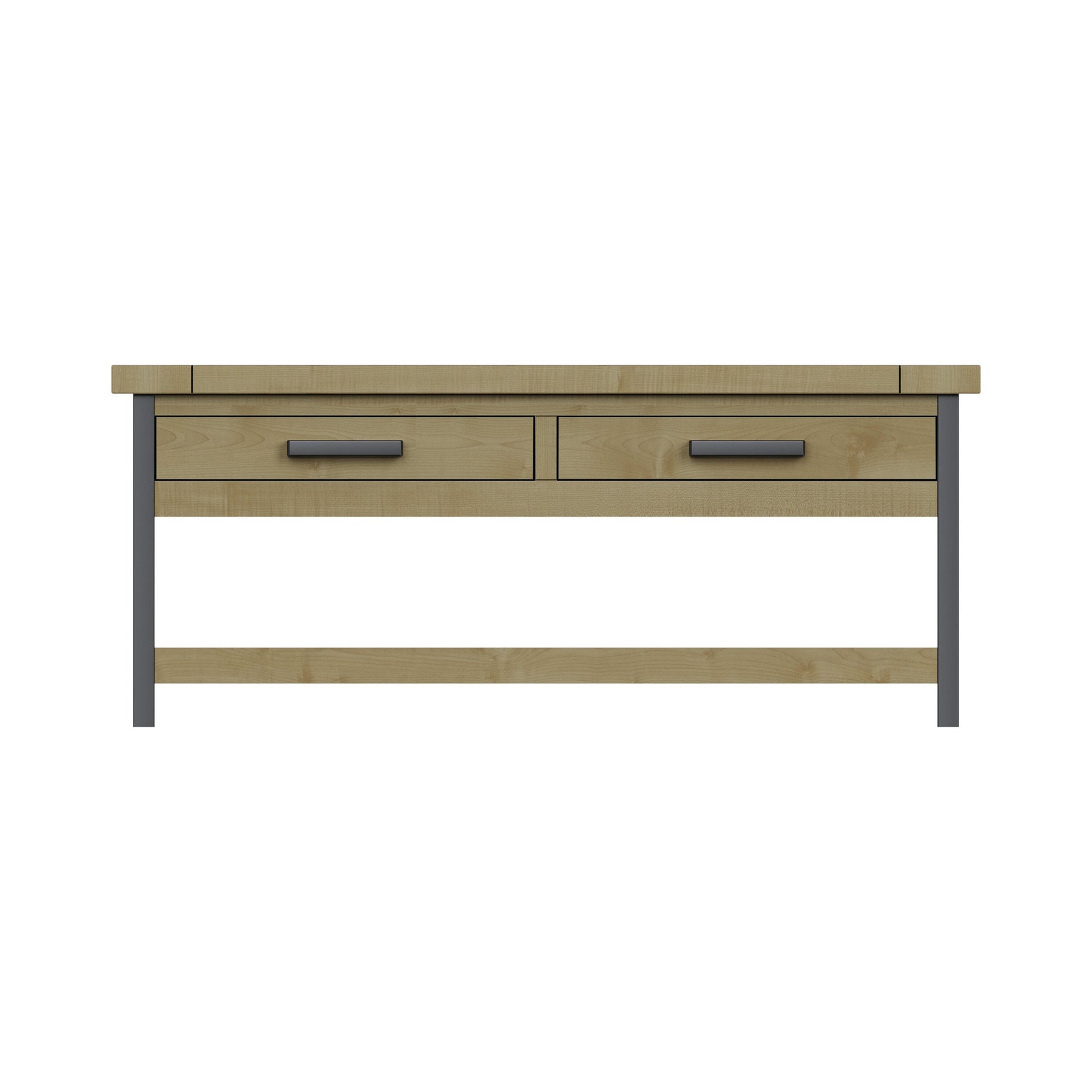 Lowry 2 Drawer Coffee Table Driftwood Lacquered Solid Reclaimed Pine