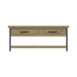 Lowry 2 Drawer Coffee Table Driftwood Lacquered Solid Reclaimed Pine