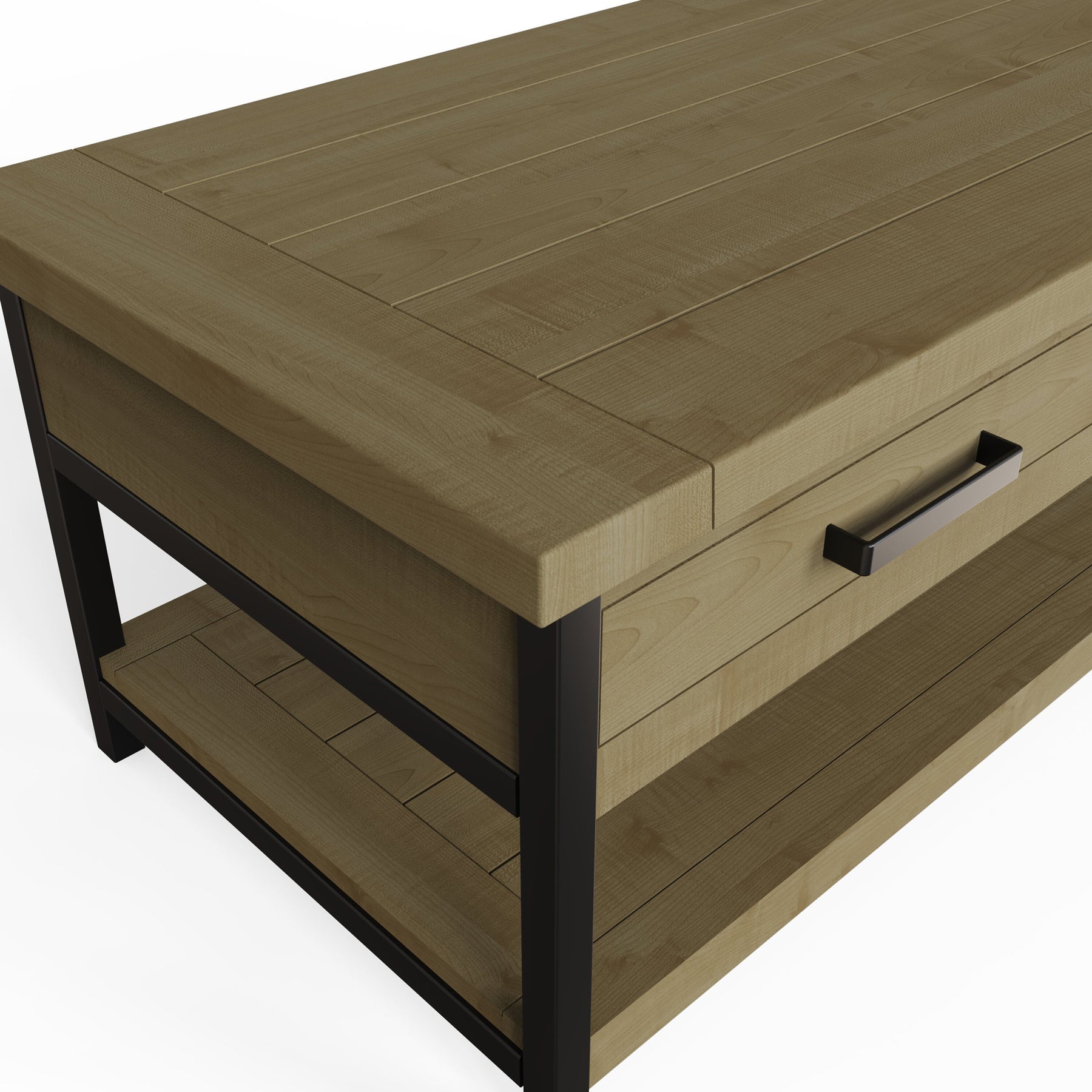 Lowry 2 Drawer Coffee Table Driftwood Lacquered Solid Reclaimed Pine
