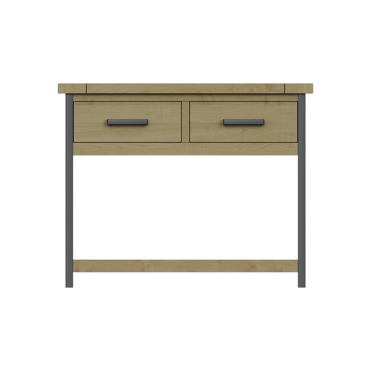 Lowry 2 Drawer Console Table Driftwood Lacquered Solid Reclaimed Pine
