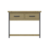 Lowry 2 Drawer Console Table Driftwood Lacquered Solid Reclaimed Pine