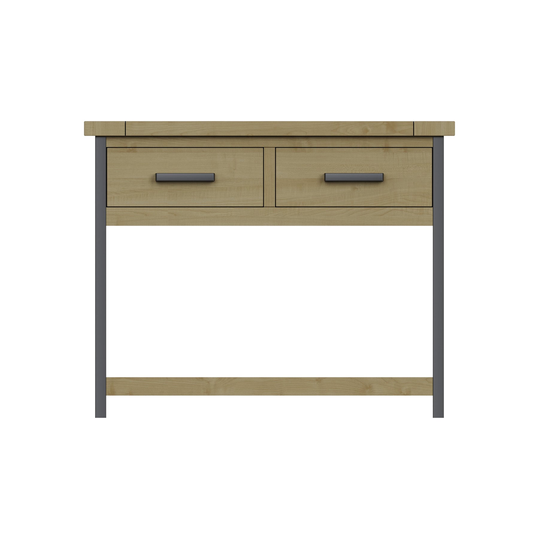 Lowry 2 Drawer Console Table Driftwood Lacquered Solid Reclaimed Pine