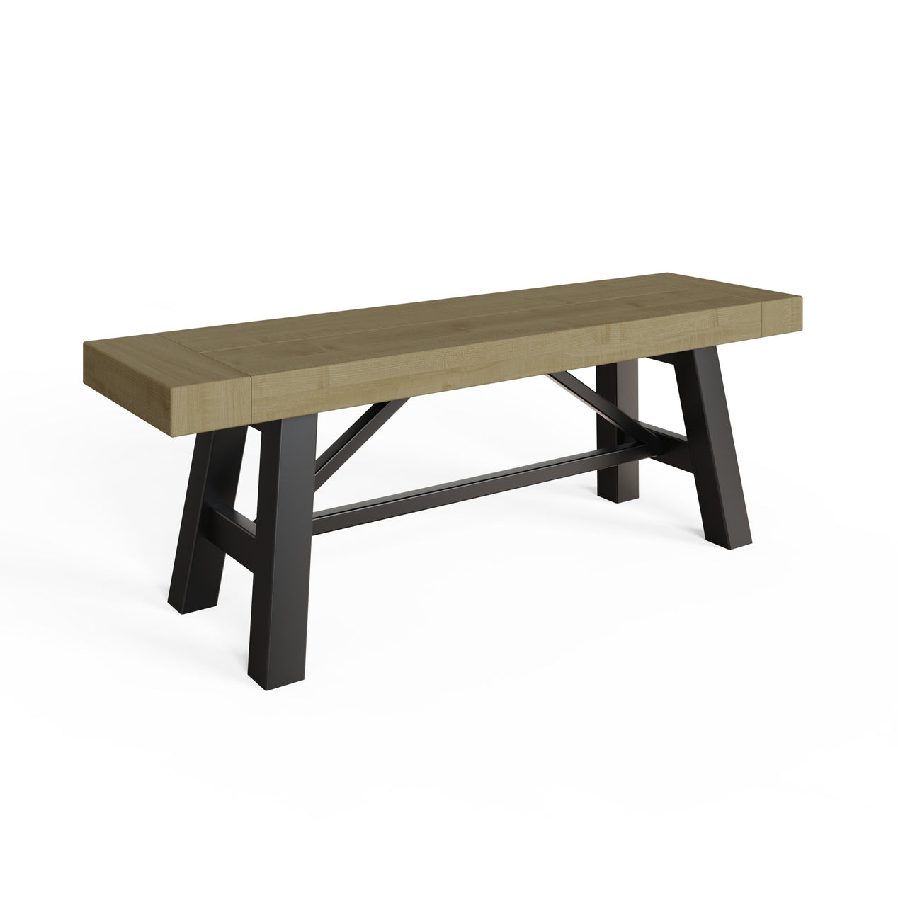 Lowry Small Dining Bench Driftwood Lacquered Solid Reclaimed Pine