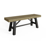 Lowry Small Dining Bench Driftwood Lacquered Solid Reclaimed Pine