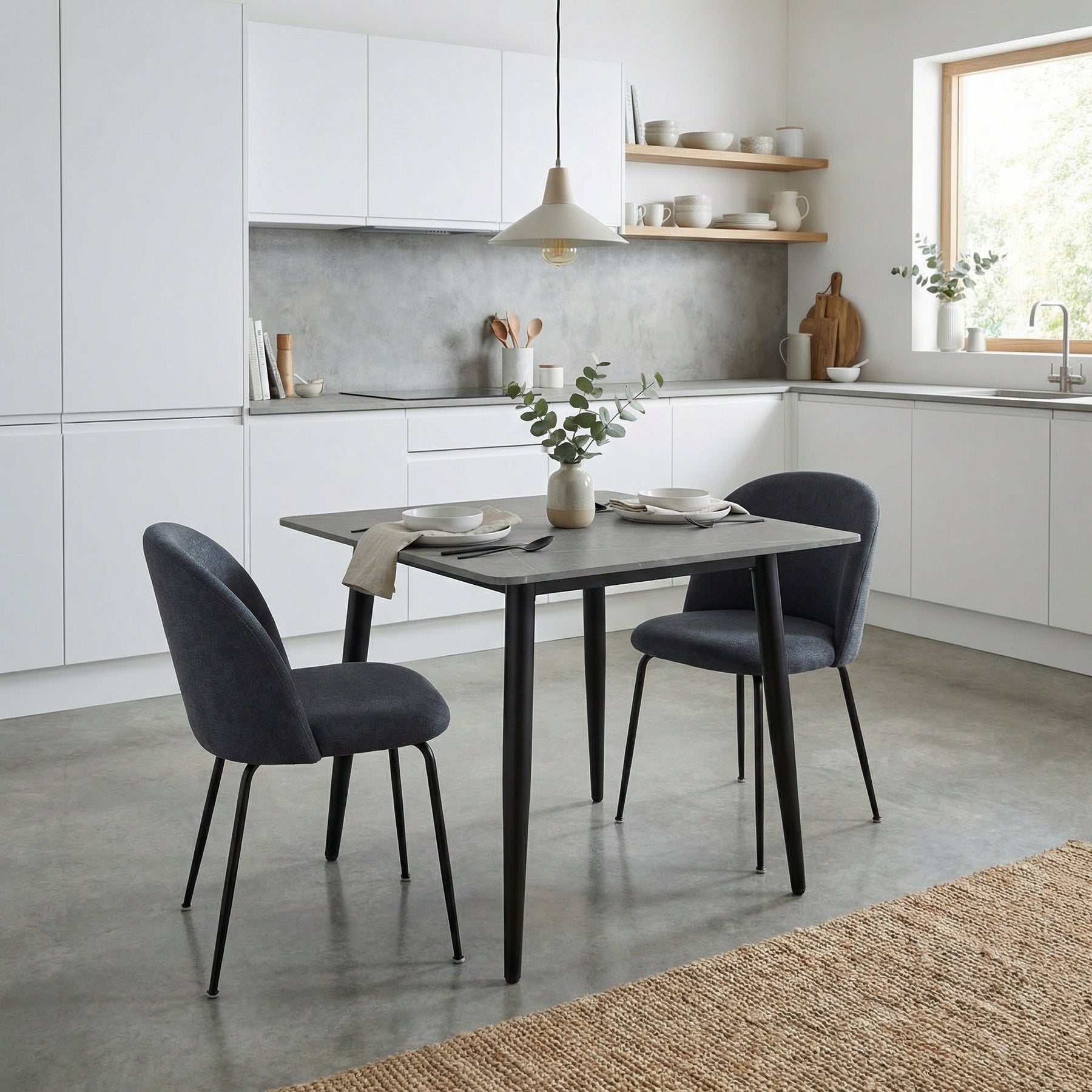 Freya Pack of 2 Steel Blue Fabric Dining Chairs