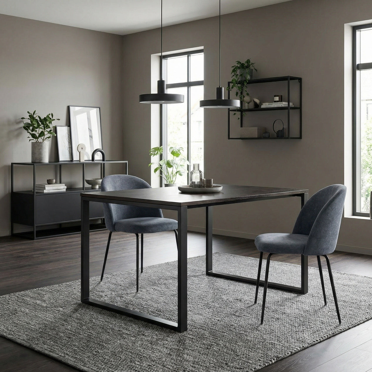 Freya Pack of 2 Steel Blue Fabric Dining Chairs