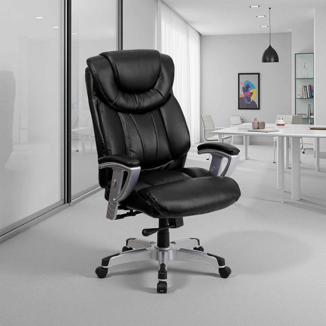 Black Faux Leather High Back Executive Office Chair