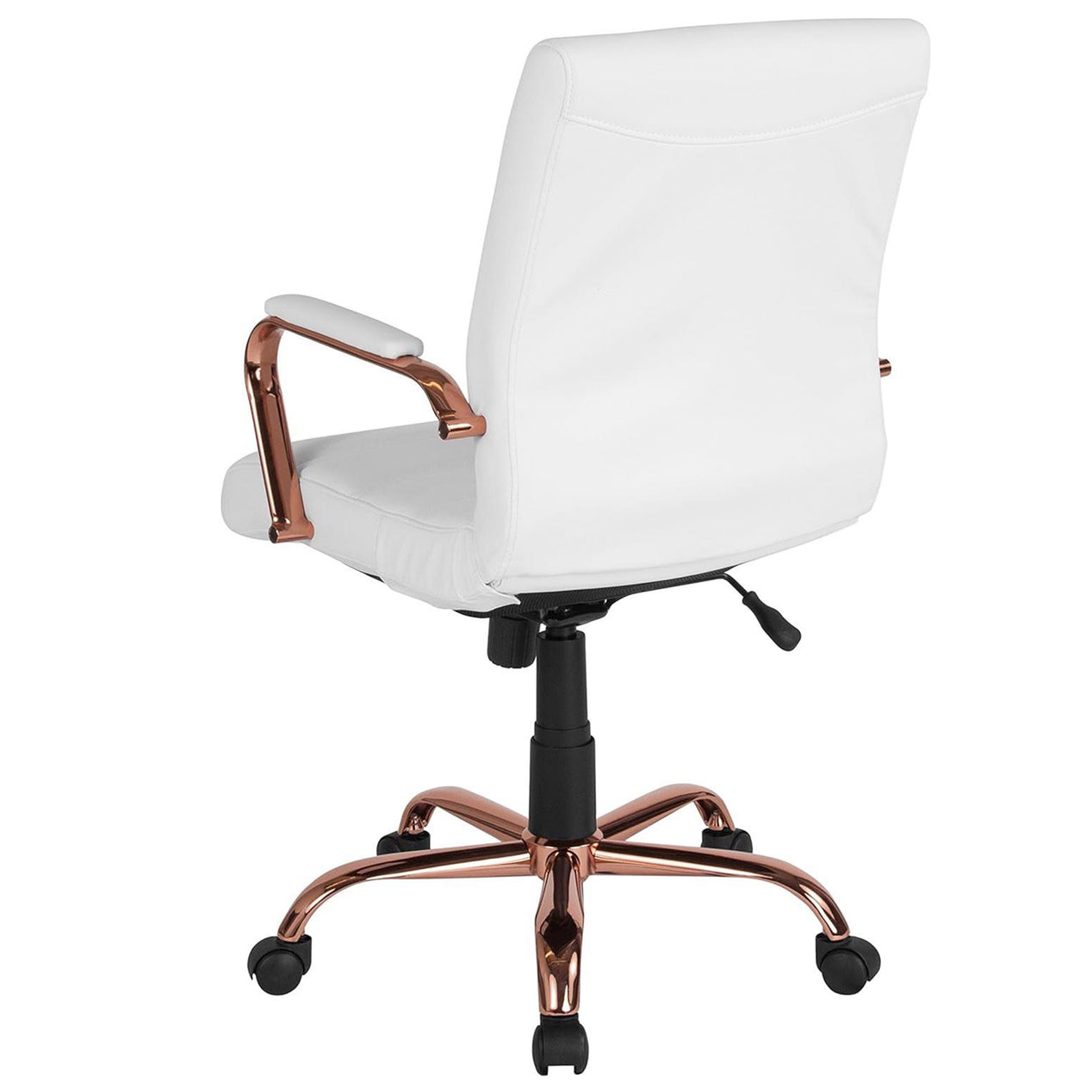 White & Rose Gold Faux Leather Low Back Designer Office Chair