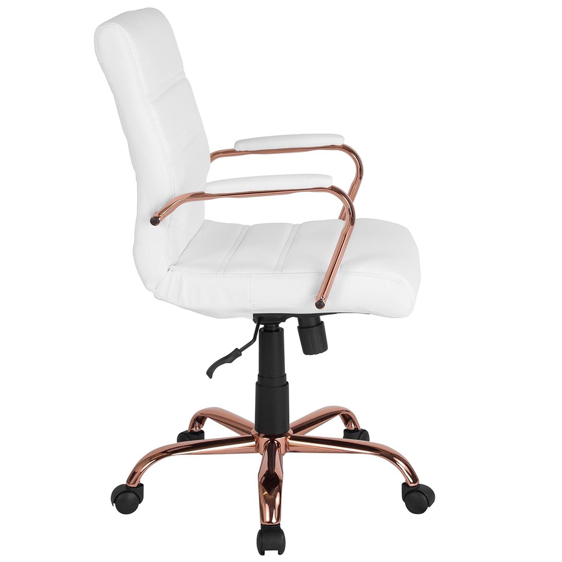 White & Rose Gold Faux Leather Low Back Designer Office Chair