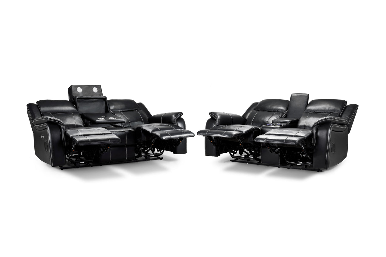 Galaxy Tech Electric Recliner Sofa Black 3+2 Set