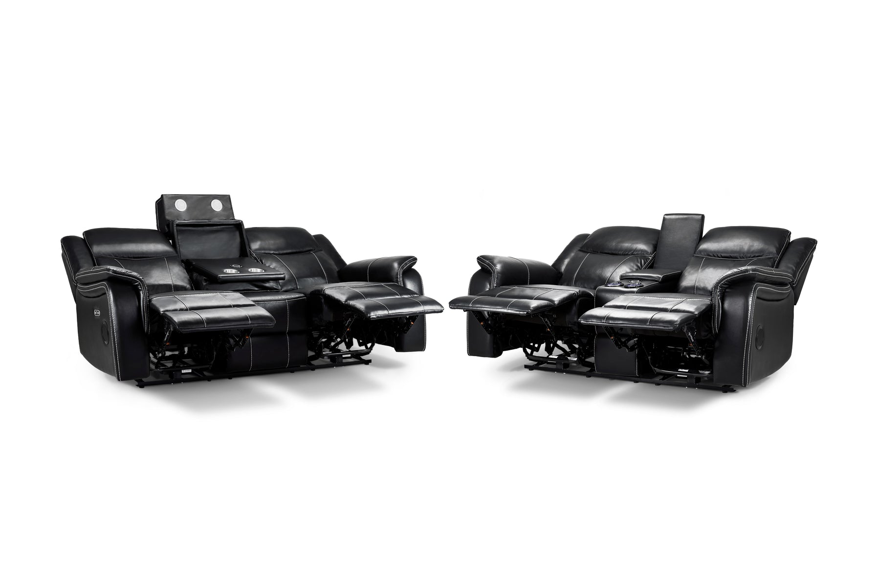 Galaxy Tech Electric Recliner Sofa Black 3+2 Set