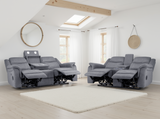 Galaxy Tech Electric Recliner Sofa Grey Fabric 3+2 Set