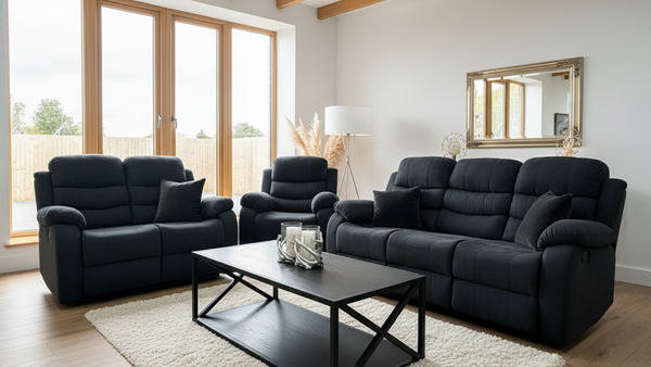 Stanley Manual Recliner Sofa Black 3+2+1
