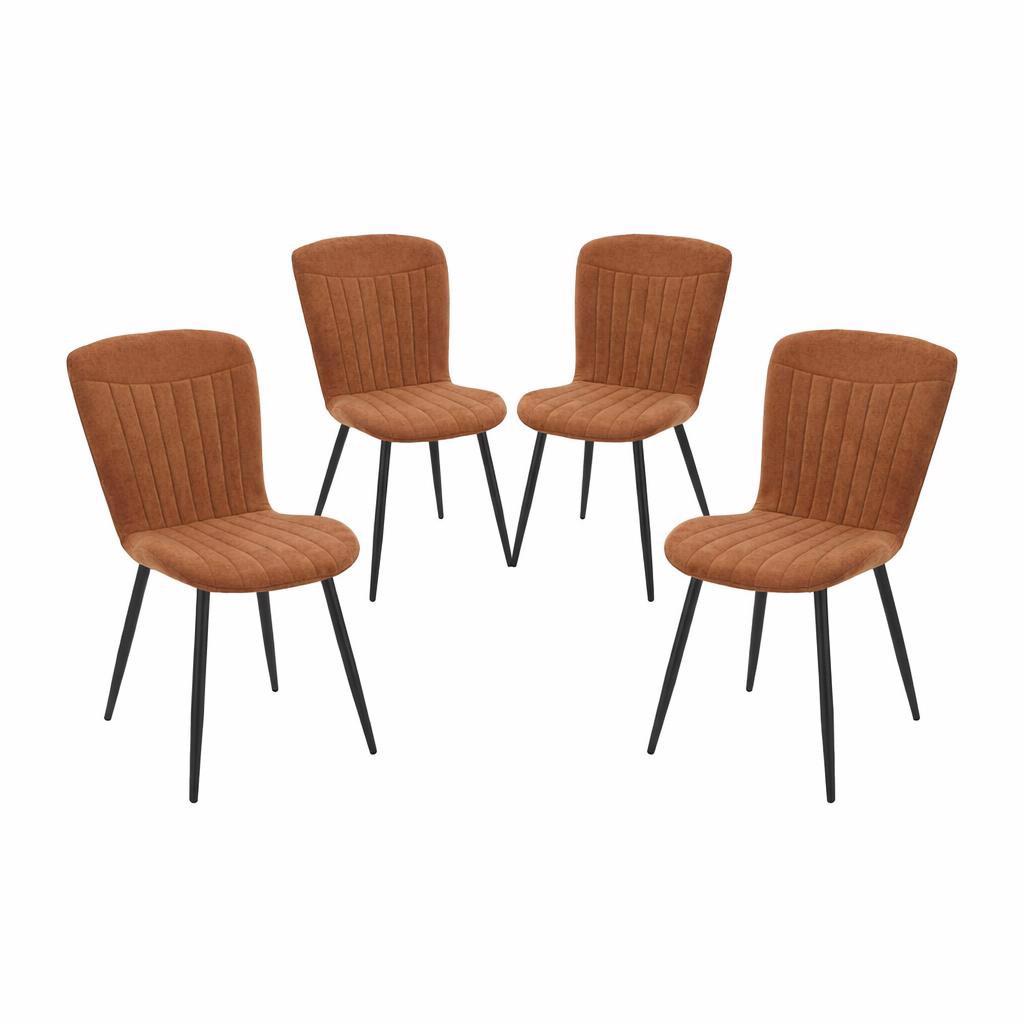 Grace Pack of 4 Chestnut Brown Fabric Dining Chairs