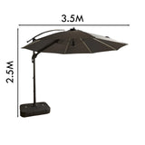 Cantilever Garden Parasol and Base 3.5m Diameter - Dark Grey