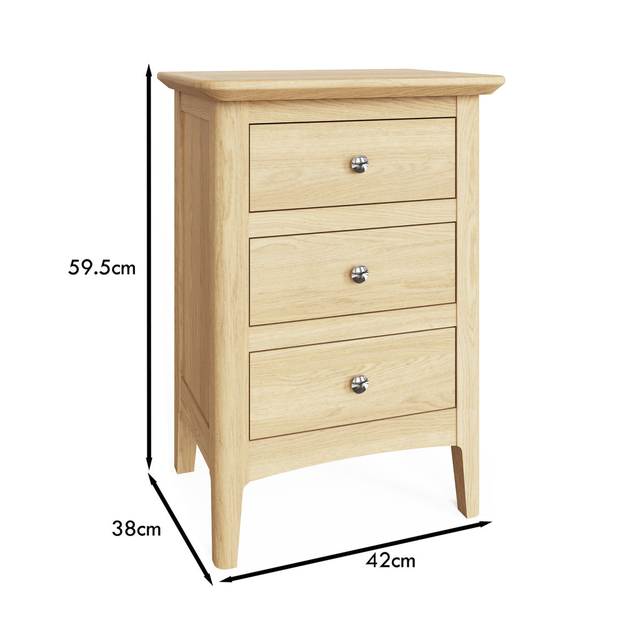 Newark Ash 3 Drawer Bedside