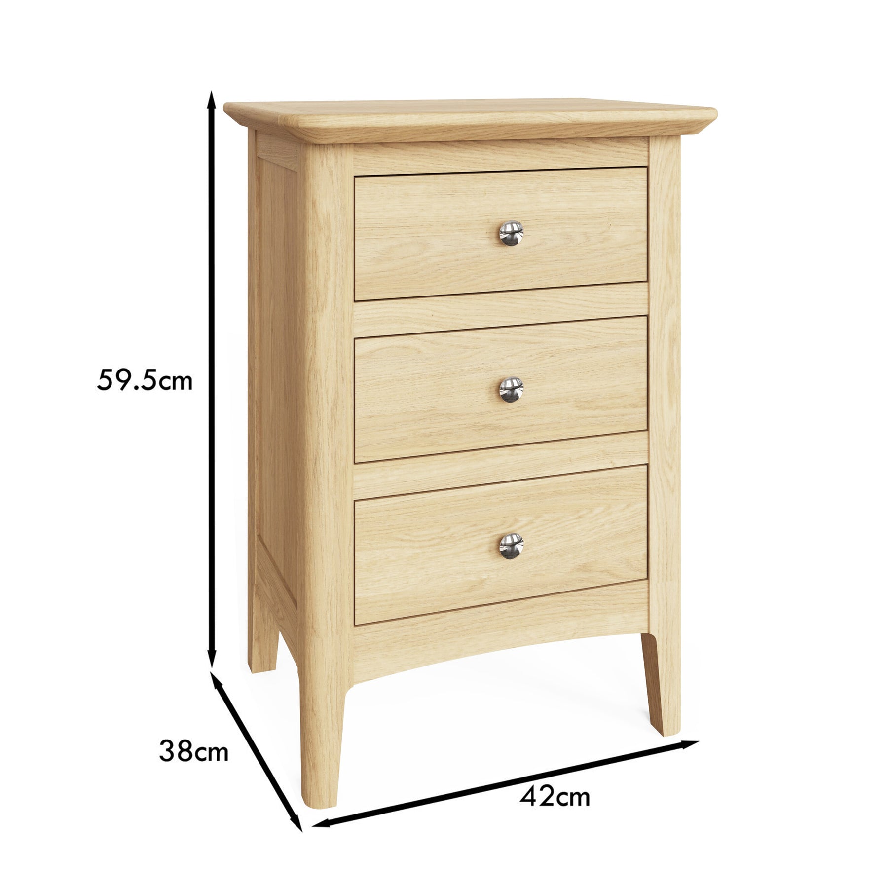 Newark Ash 3 Drawer Bedside