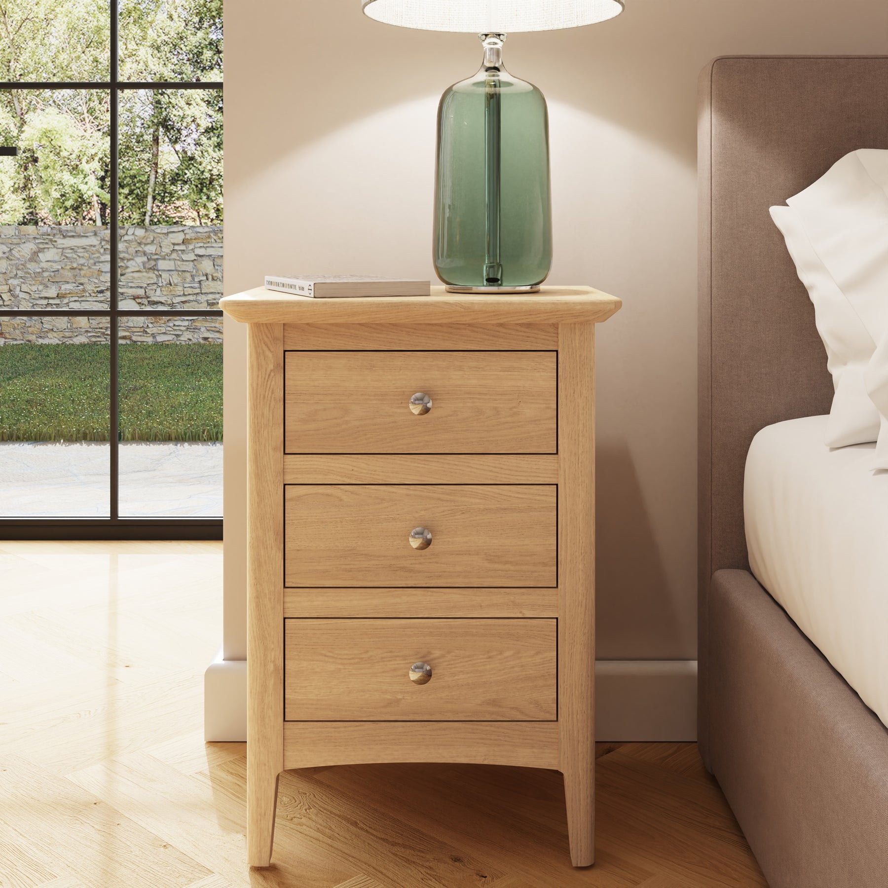 Newark Ash 3 Drawer Bedside