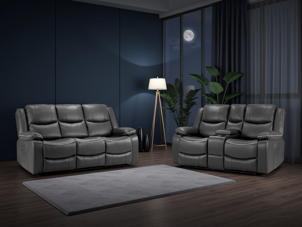 Harald Electric Recliner Sofa Black 3+2 Seater