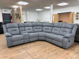 Novie Recliner Sofa Grey Fabric Large Corner