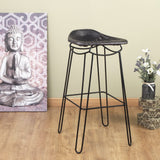Artisan Bar Stool Black Genuine Leather