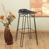Artisan Bar Stool Black Genuine Leather
