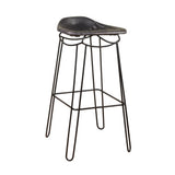 Artisan Bar Stool Black Genuine Leather