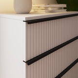 FWStyle Lania Ripple Ridged 3 Drawer Chest Of Drawers Matt White