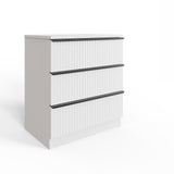 FWStyle Lania Ripple Ridged 3 Drawer Chest Of Drawers Matt White