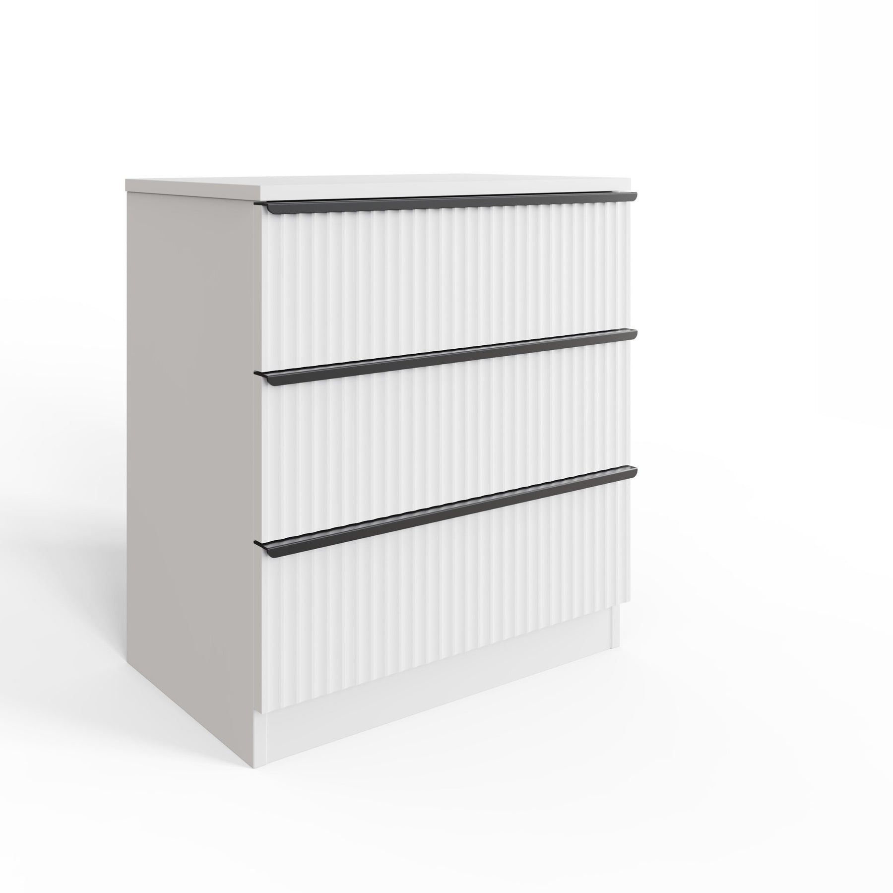 FWStyle Lania Ripple Ridged 3 Drawer Chest Of Drawers Matt White