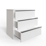 FWStyle Lania Ripple Ridged 3 Drawer Chest Of Drawers Matt White