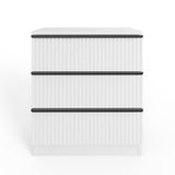 FWStyle Lania Ripple Ridged 3 Drawer Chest Of Drawers Matt White