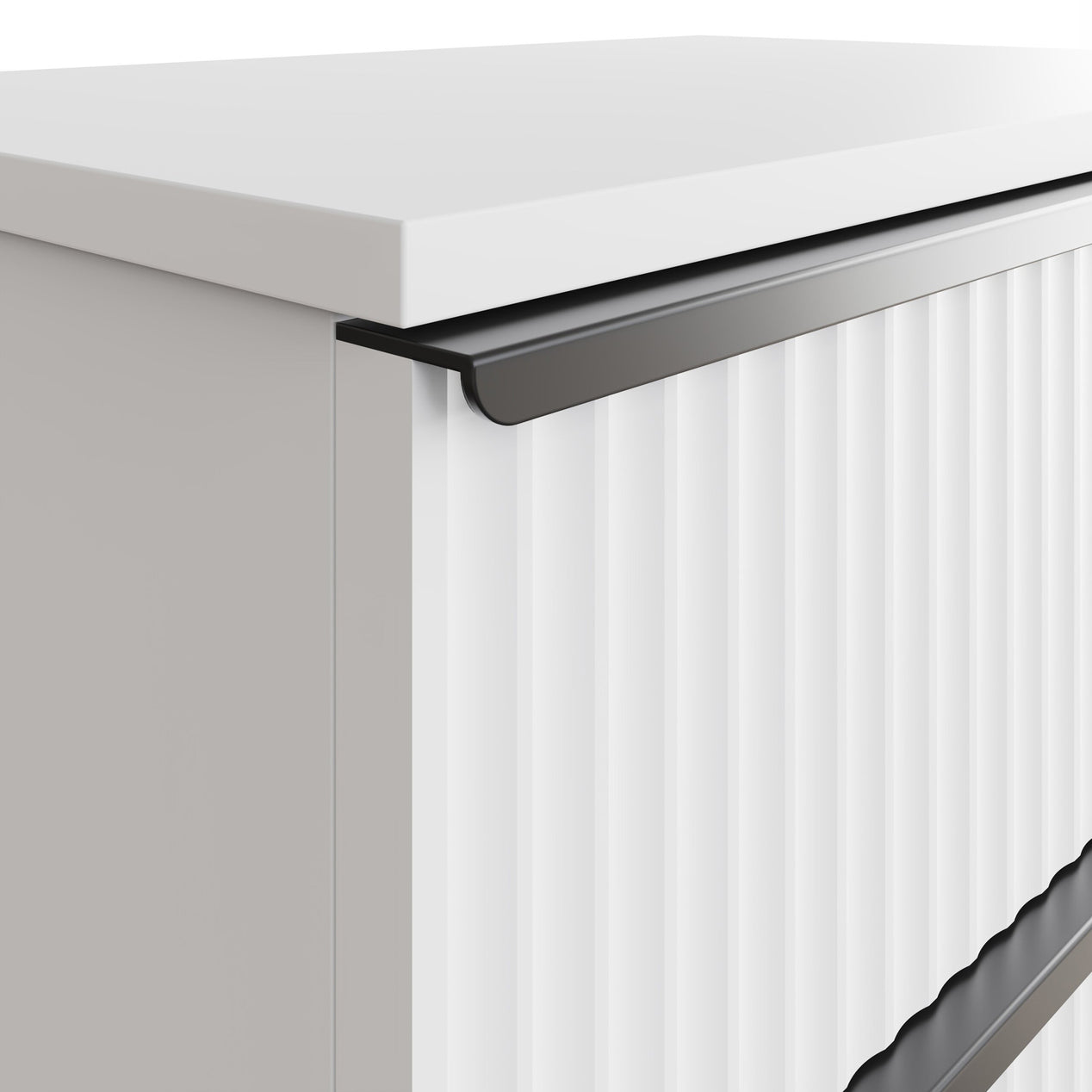 FWStyle Lania Ripple Ridged 3 Drawer Chest Of Drawers Matt White