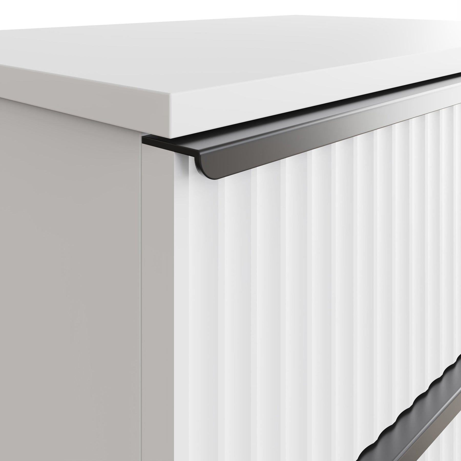 FWStyle Lania Ripple Ridged 3 Drawer Chest Of Drawers Matt White